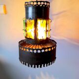 Brutalist suspension light 1960 industrial metal/glass