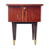Vintage wood and brass bedside table, 1950s