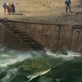 Tableau HST marine attributed to Charles Euphrasie Kuwasseg, 19th century.