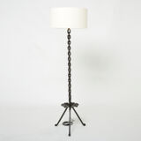 Foor lamp signed Jacques Vidal wrought iron dated 1967