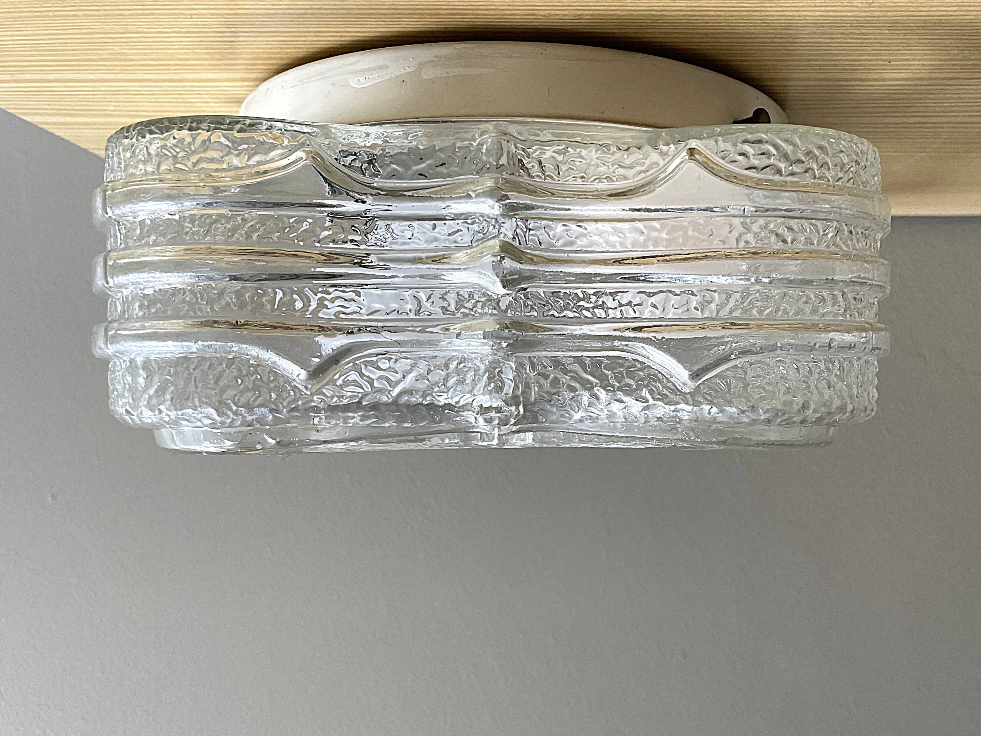 Square glass flush mounted ceiling or wall lamp