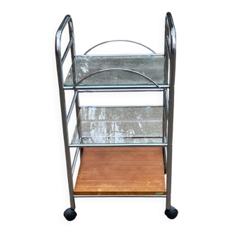 Vintage Allibert dessert table in steel and glass.