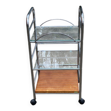 Vintage Allibert dessert table in steel and glass.
