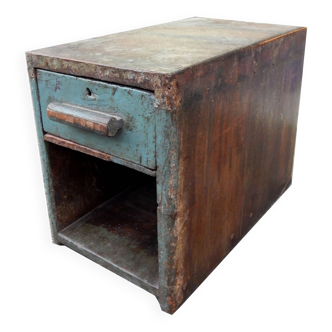 Chevet table basse casier 1 tiroir ancien bureau bois teck