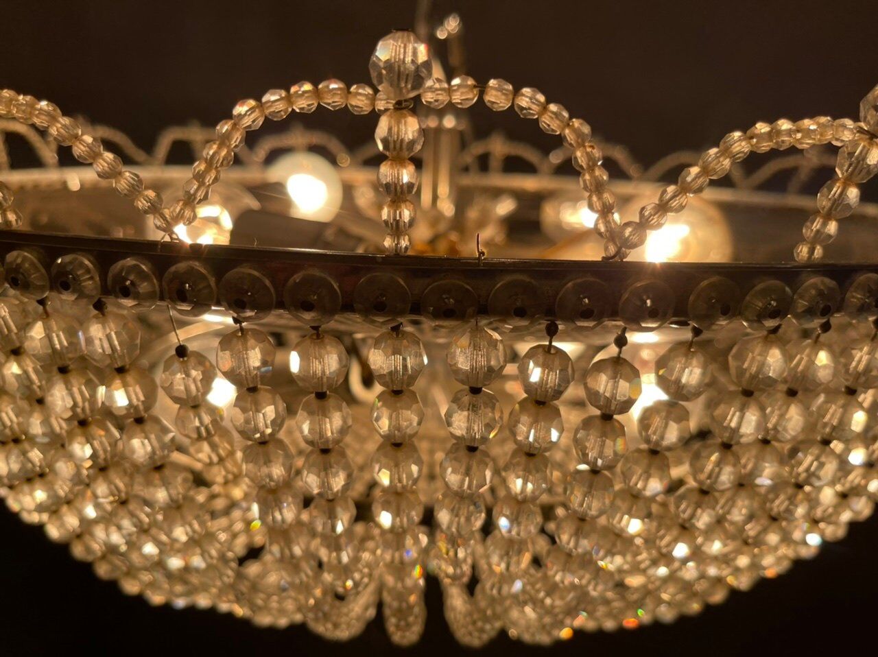 Italian Crystal Beaded Chandelier, 1960s