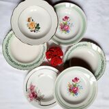 Assiettes creuses anciennes dépareillées en faïence