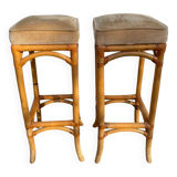 Pair of rattan wicker bar stools