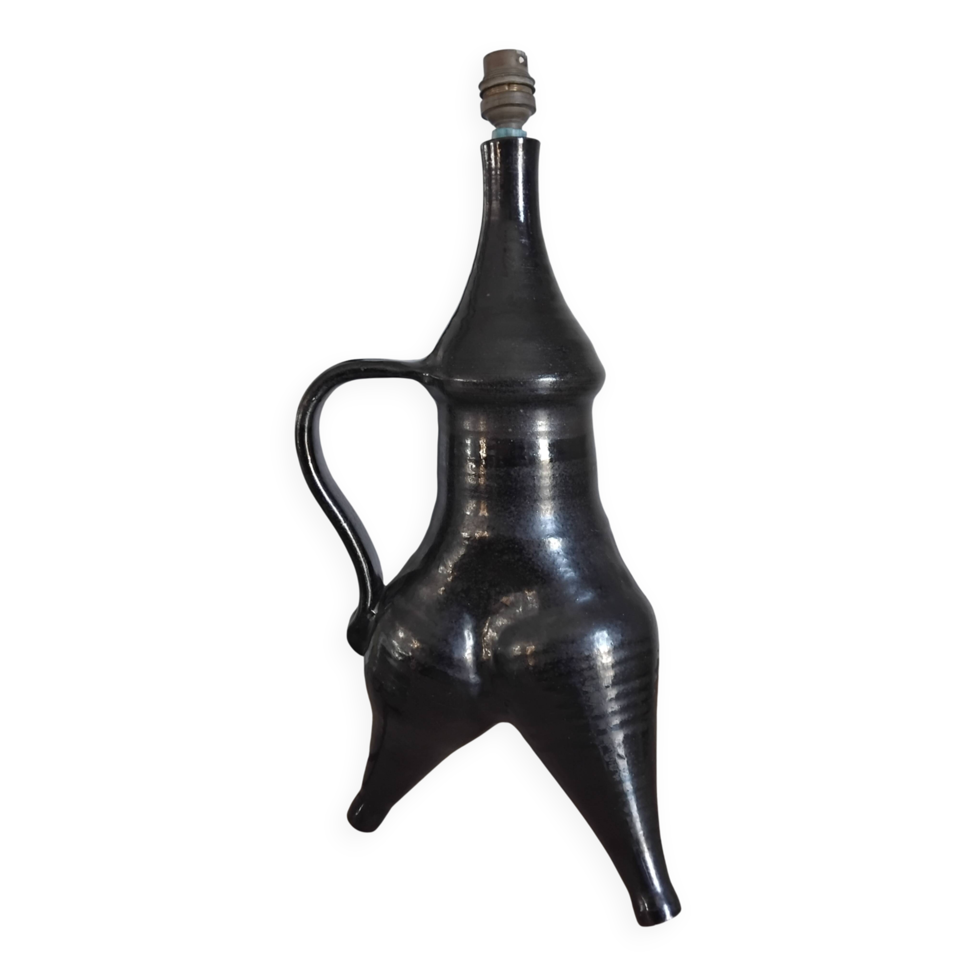 Pied de lampe forme libre en céramique style Vallauris, années 50