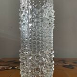Vintage cylindrical vase with raised dots in molded glass
