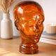 Decorative sculptural head in amber glass – Contemporary design