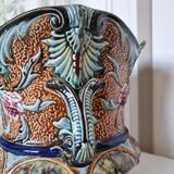 Antique ceramic macetero Barbotines Onnaing Siglo XIX Art Nouveau