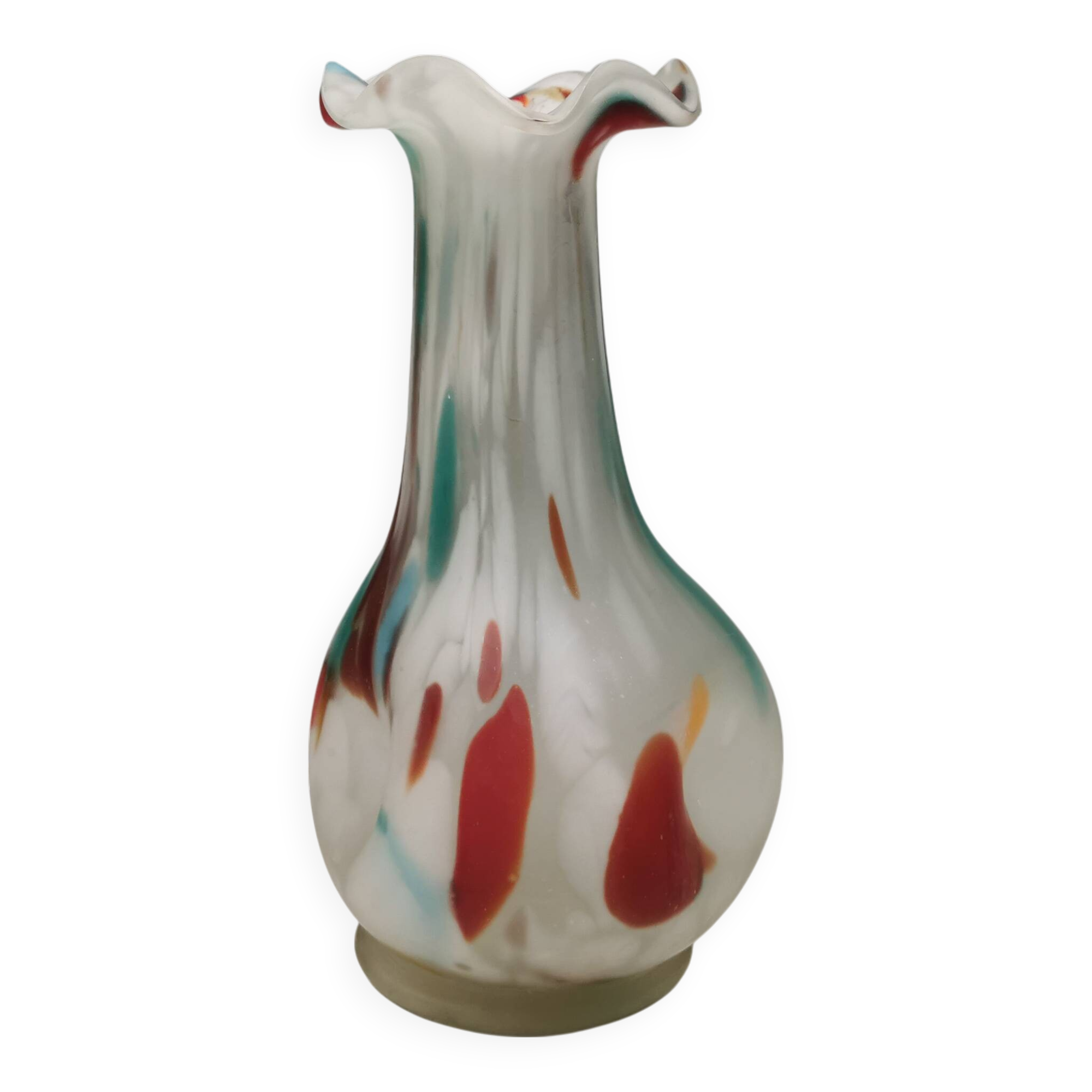 Vintage Seguso Venezia Harlequin style glass vase Italy 1970-80s.
