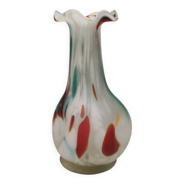 Vintage Seguso Venezia Harlequin style glass vase Italy 1970-80s.