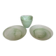 Trio of empty pockets bag makers green glass paste