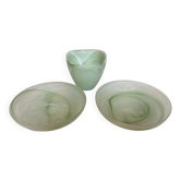 Trio de vide poches baguiers pâte de verre verte