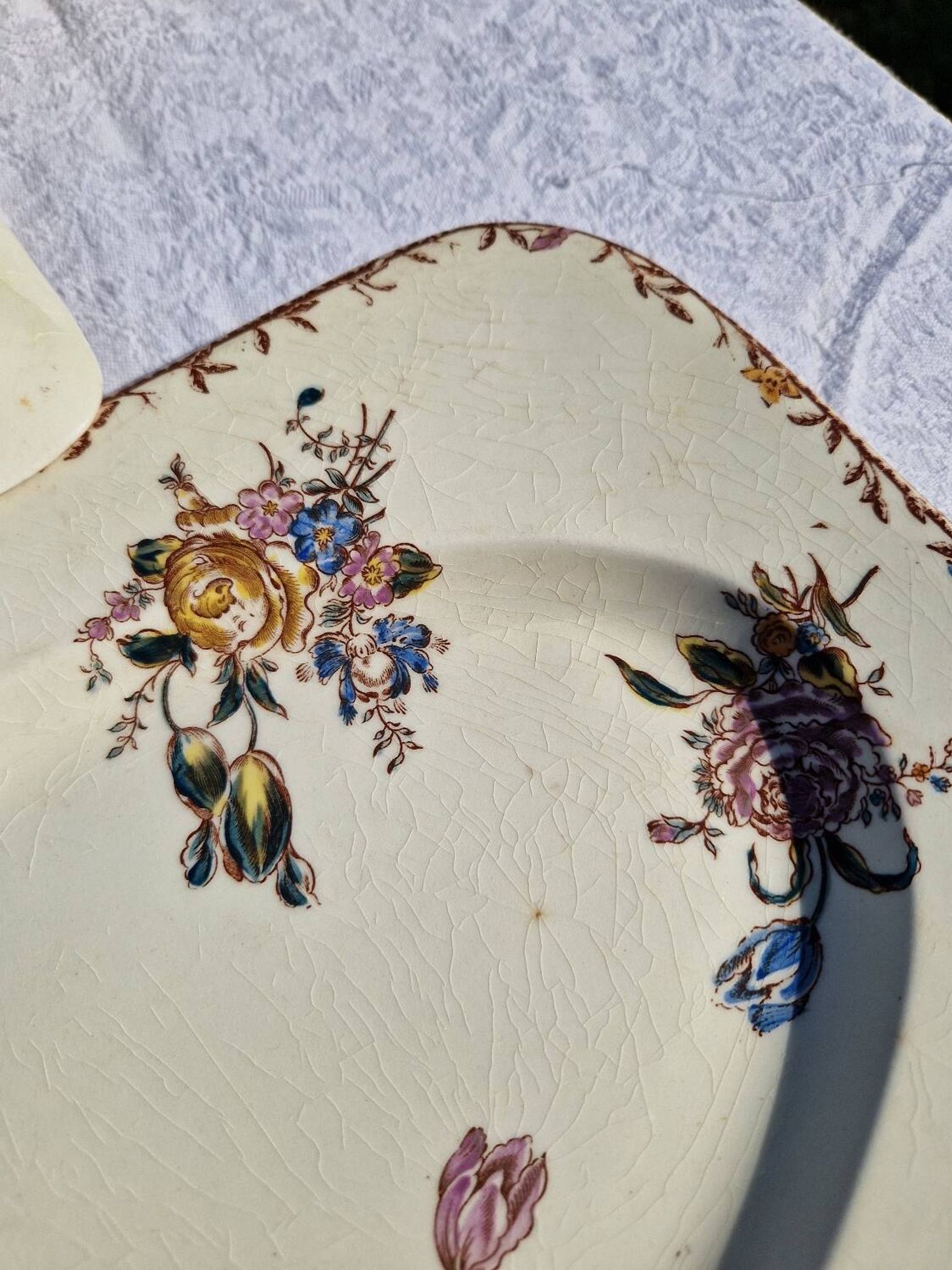 Clairefontaine earthenware plate and fruit bowl set, Saxe model