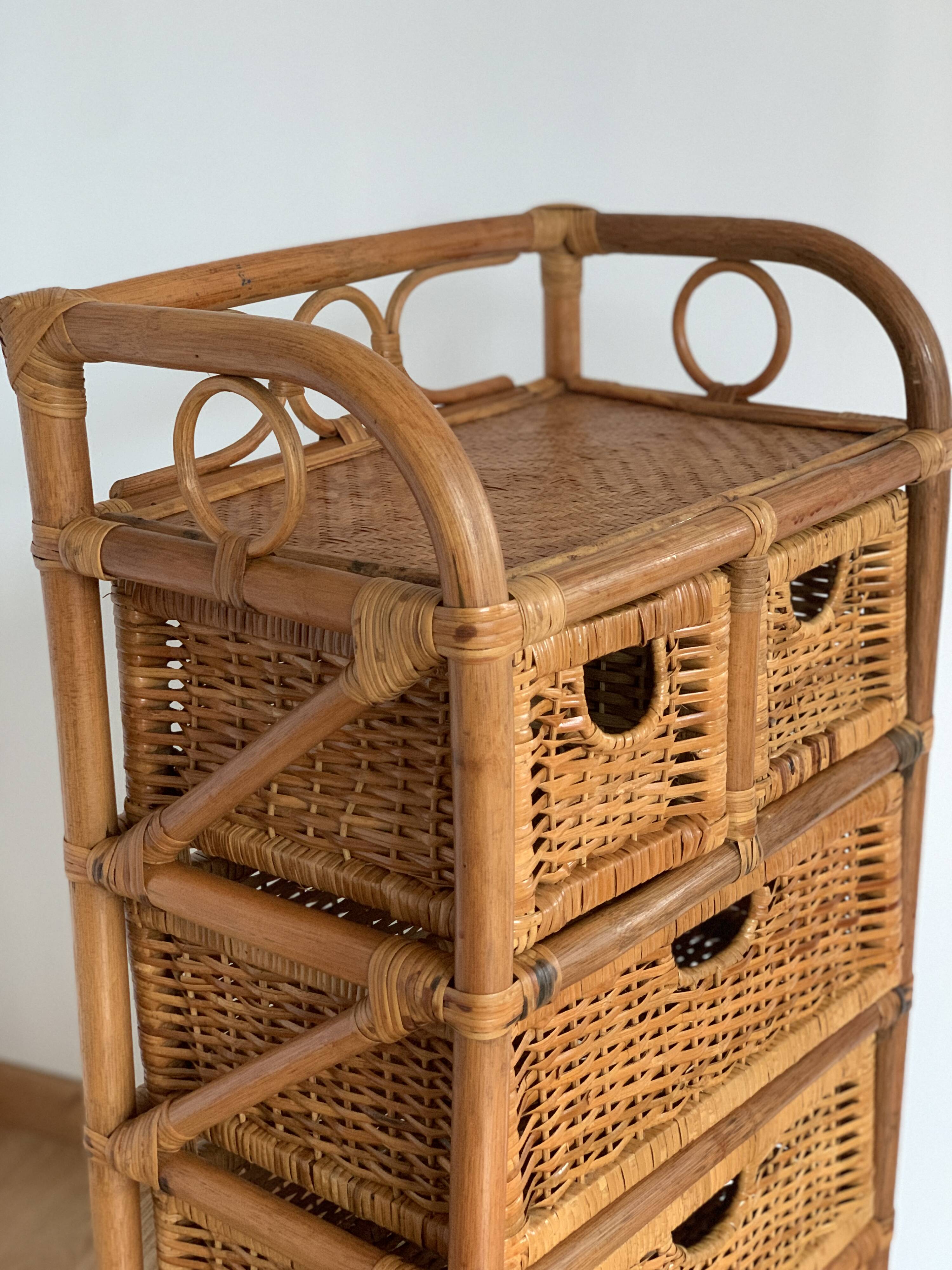Rattan drawer unit
