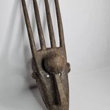 Masque N'Tomo Bambara, Mali, Bois Sculpté, Patine Ancienne, XXe, 64 cm