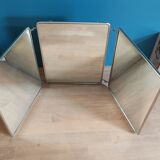 Barber mirror triptych entourage patinated chromed metal