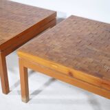 Vintage End Grain Wood Mosaic Tables  1960s