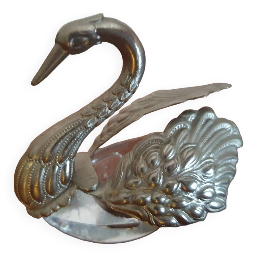 Grand Cygne Décoratif Ancien en Métal Argenté – Sculpture Vintage Collection, Objet Déco Retro pour Salon - Décoration