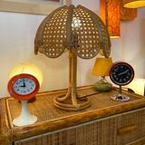 Vintage table lamp rattan and wicker 1970