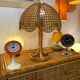 Vintage table lamp rattan and wicker 1970