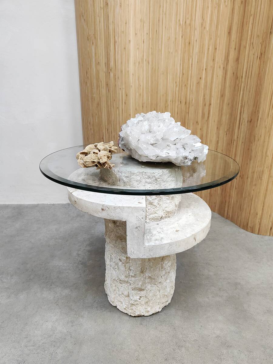 Vintage Mactan stone coffee table Magnussen Ponte 1980