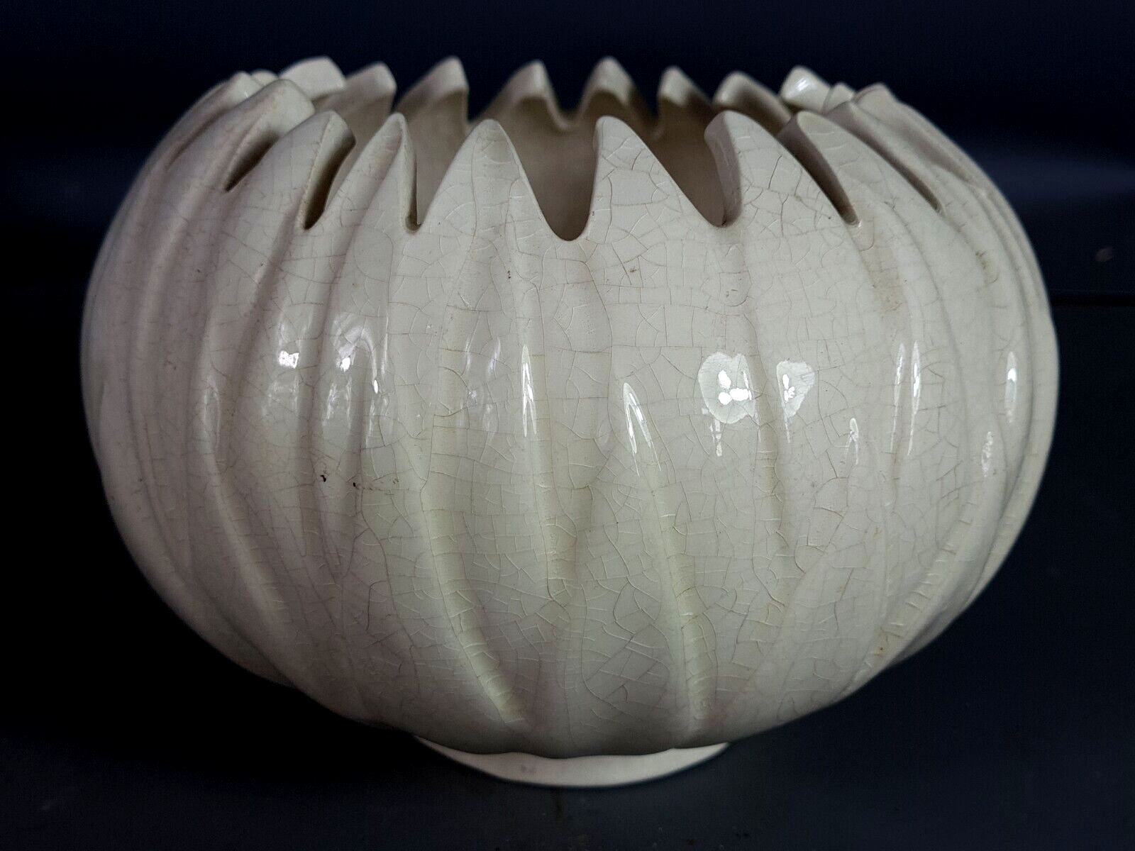 Charolles art-deco cracked ceramic picnic vase