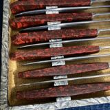 Set of 12 vintage red bakelite knives