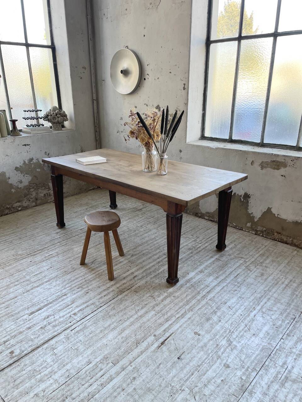 Solid oak farmhouse table 185cm