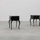 Pair of Louis XV Style Nightstands in Black Lacquered Oak, France, 1950s