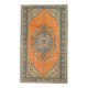 6x9 Vintage Peach Color Blue Medallion Handmade Vintage Rug, 175x290 Cm