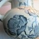 Art Nouveau toilet broc, blue-grey Iris décor, signed Longchamp