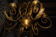 Gold patinated iron chandelier
