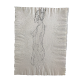 Croquis au crayon sur papier de robert haisley, figure contemporaine debout (étude de profil)