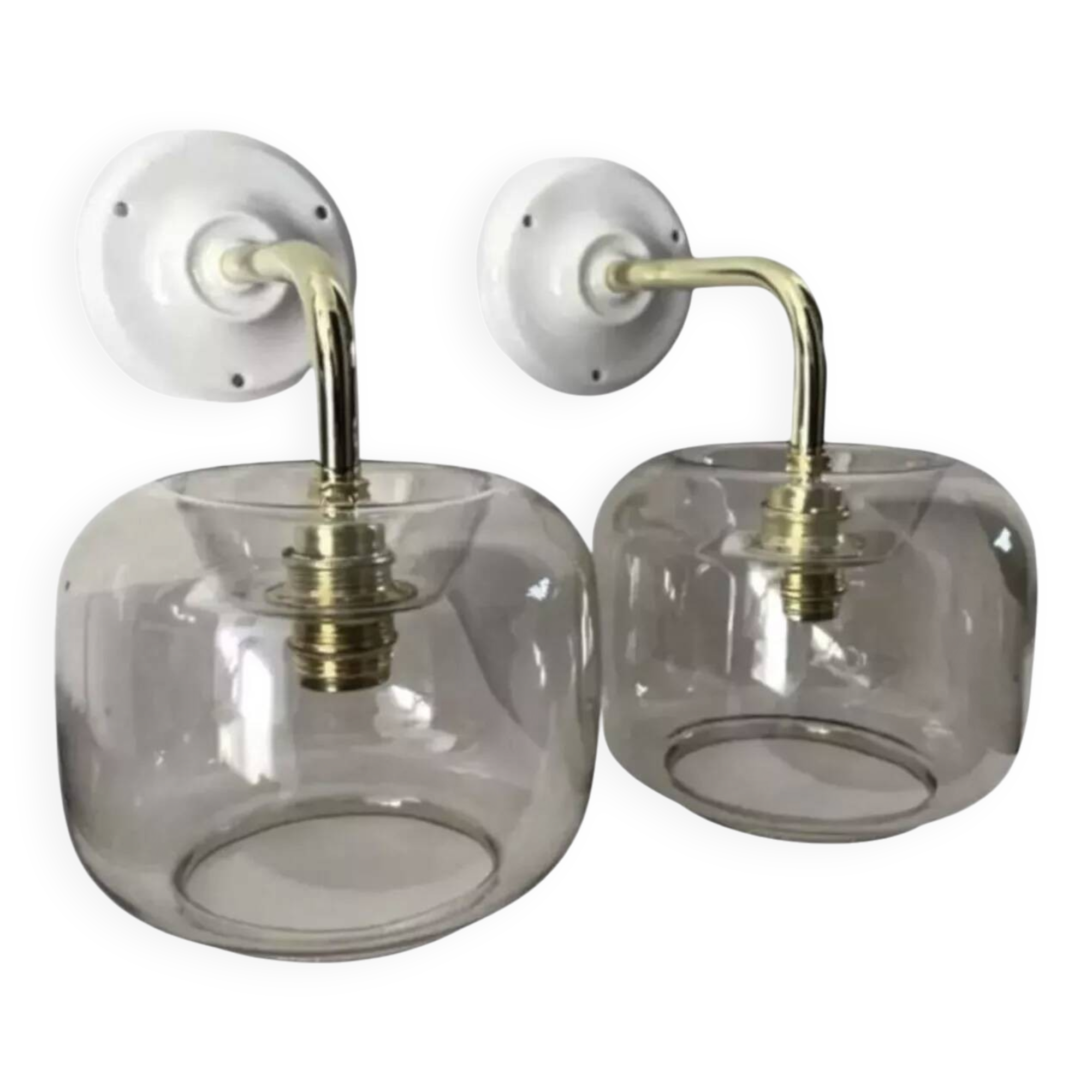 Pair of smoked glass wall sconces