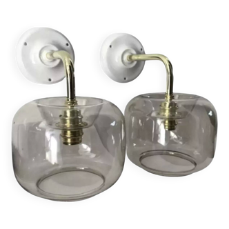 Pair of smoked glass wall sconces