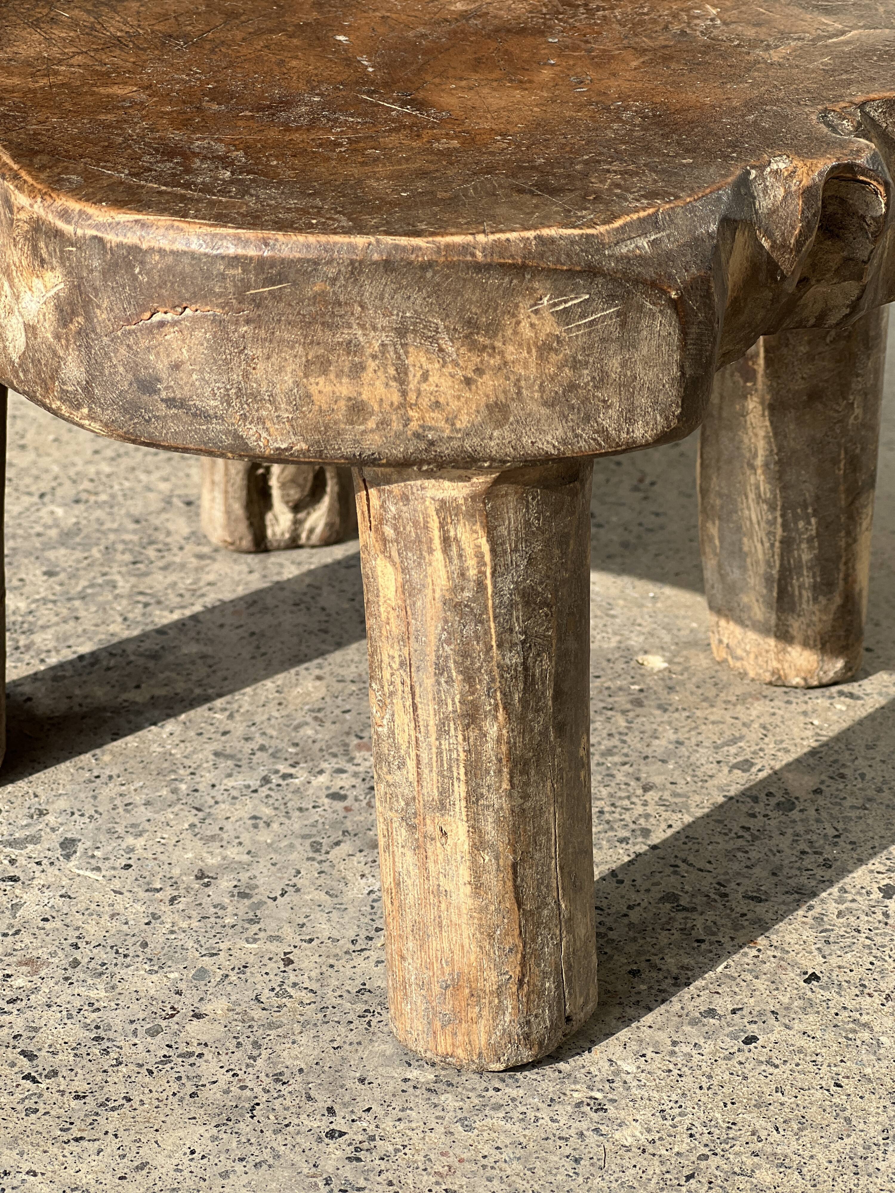 Mini low stool in upcycled old Asian teak H15 D24
