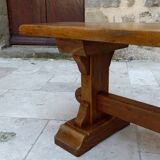 Pair of oak monastic community benches, France, early 20th century