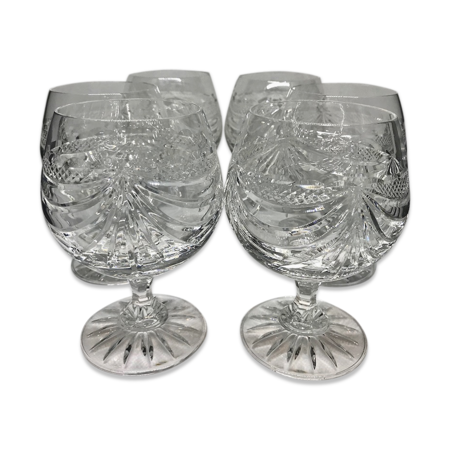 6 crystal cognac glasses