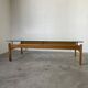 Table scandinave teck blond et verre 60