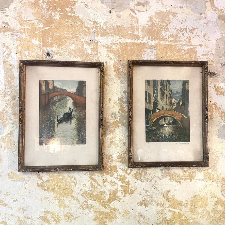 Pair of etchings by William Adolphe Lambrecht (1876-1940)