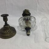 Crystal and bronze oil lamp