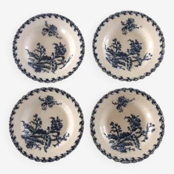 4 assiettes en porcelaine opaque de Gien motif chardon