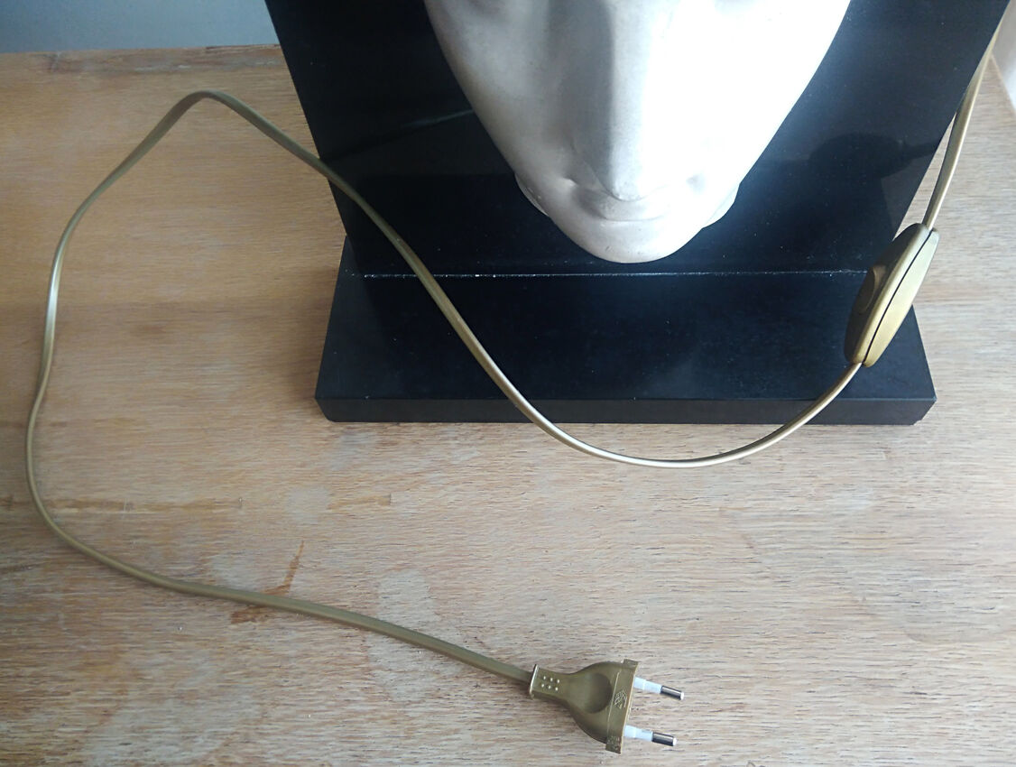 Antique-headed black marble lamp 1970/80