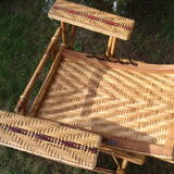 Vintage rattan chaise longue 1950