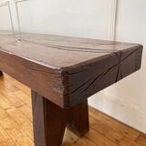 Brutalist Folk Art Bench Solid Oak