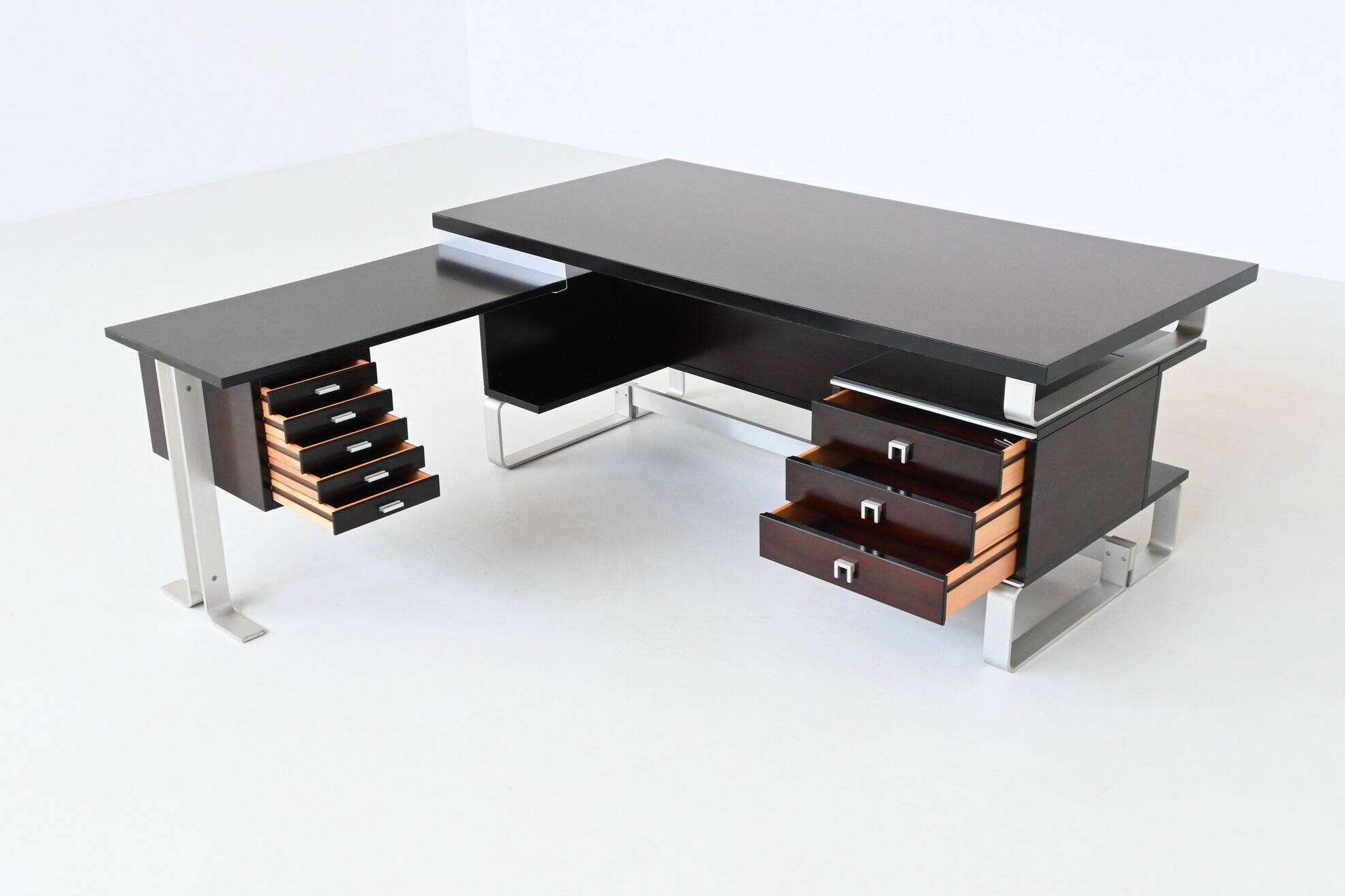 Abbondinterni executive corner desk in Mahogany Italy 1970