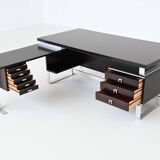 Abbondinterni executive corner desk in Mahogany Italy 1970